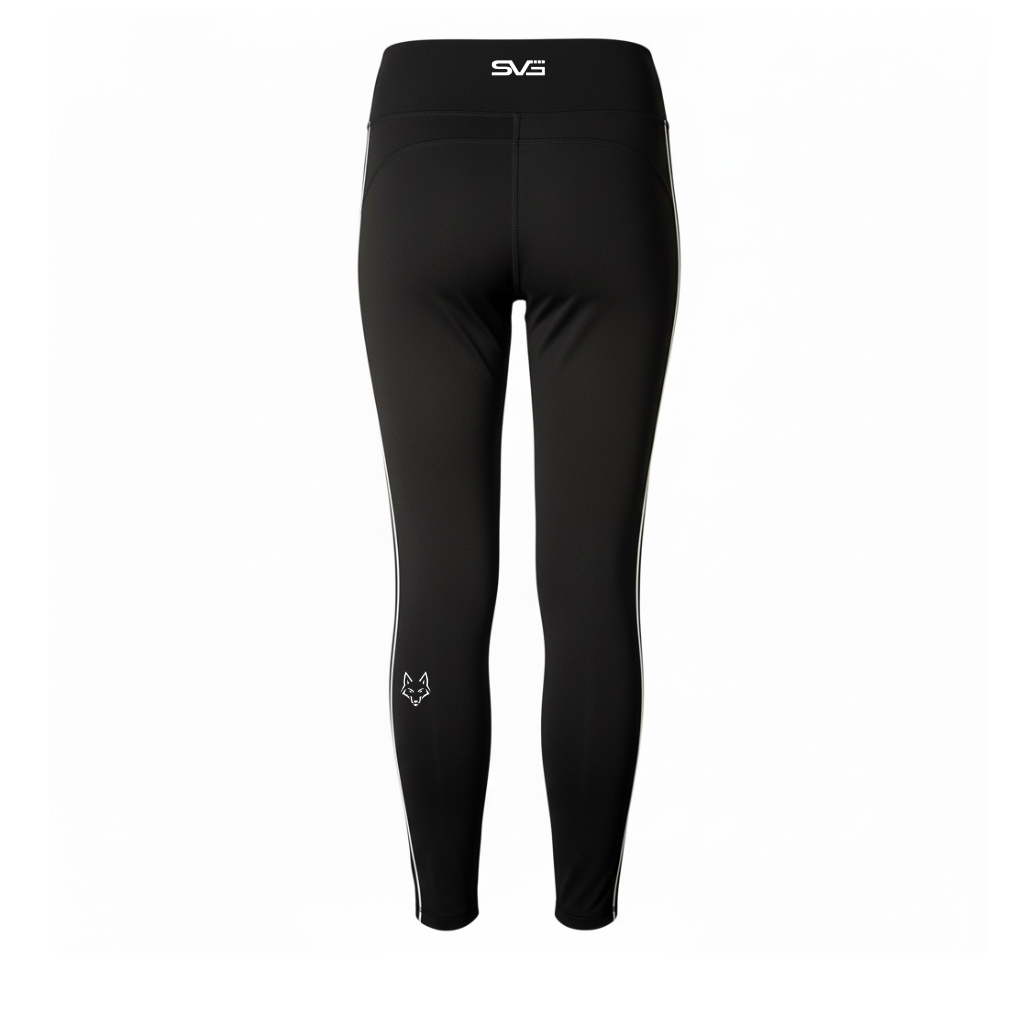 Rear view of the black SAVAG3 ATHENA™ performance leggings featuring a sculpting fit and premium performance construction