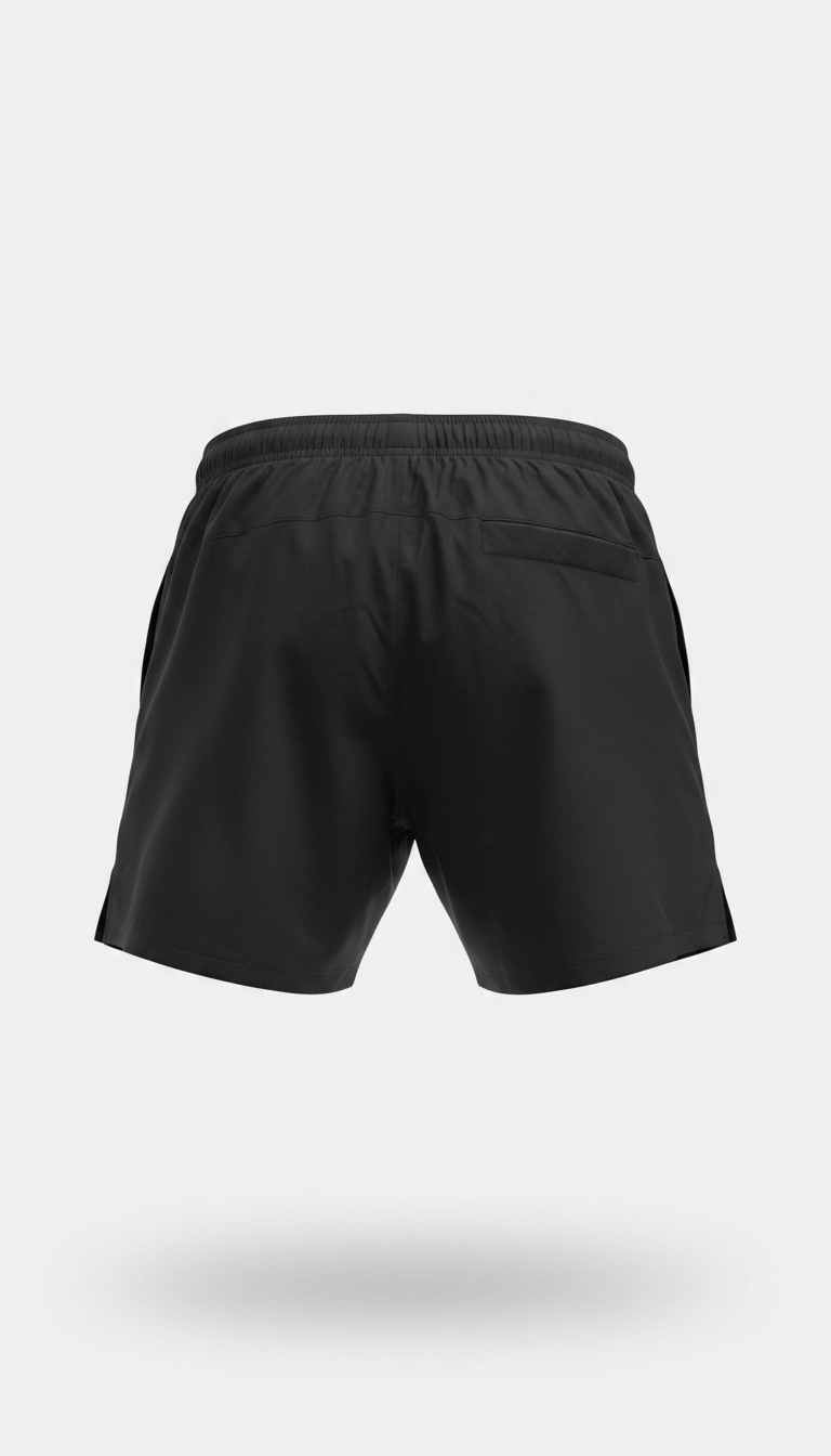 SAVAG3 black athletic performance training shorts with elasticated waistband and side pockets.
