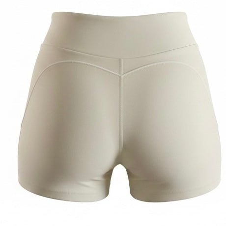 Rear view of the SAVAG3 HERA™ women's high-waisted performance shorts showcasing the supportive waistband and premium activewear fit.