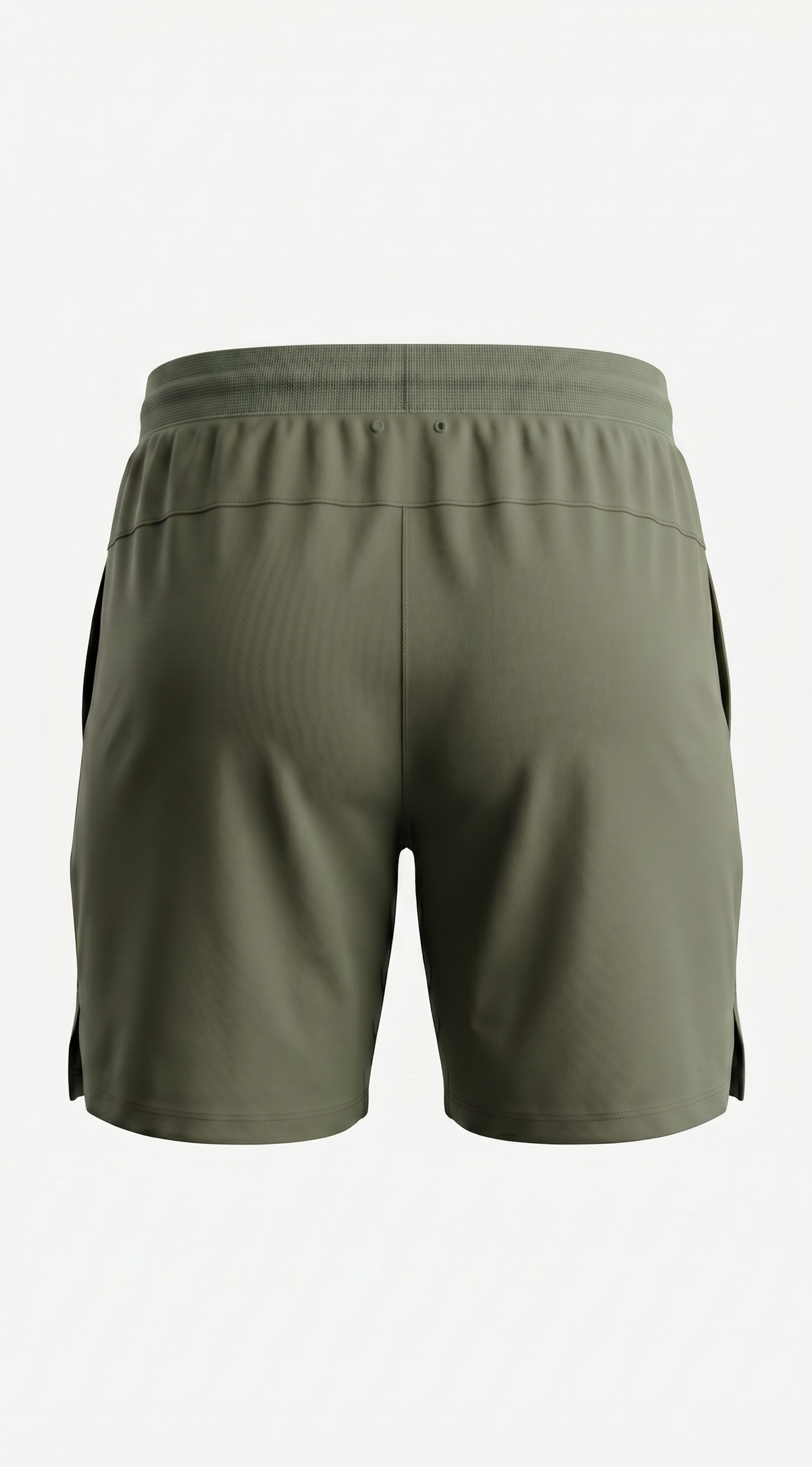 SAVAG3 olive green athletic performance training shorts with elasticated waistband and side pockets.